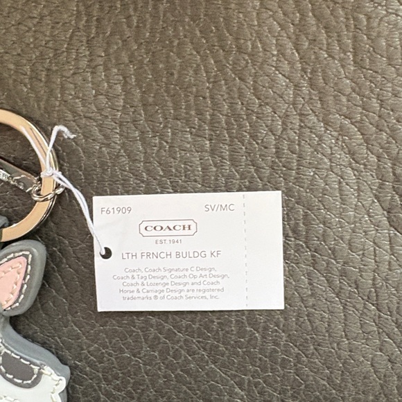 Coach French Bulldog Vintage Keychain - Gray and White - Picture 3 of 8